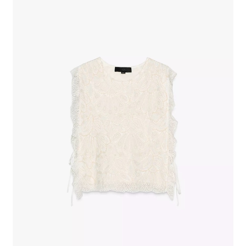 ZARA SIDE TIE KNIT TOP
M WHITE/Cream 
REF. 3920/270 - Picture 7 of 14